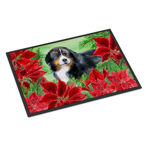 Carolines Treasures Bernese Mountain Dog Poinsettas Indoor or Outdoor Mat, 18 x 27 in. CK1294MAT - main